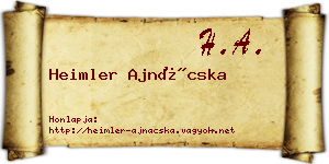 Heimler Ajnácska névjegykártya